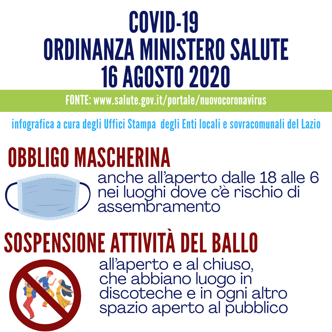 COVID19 Ordinanza 16 agosto 2020