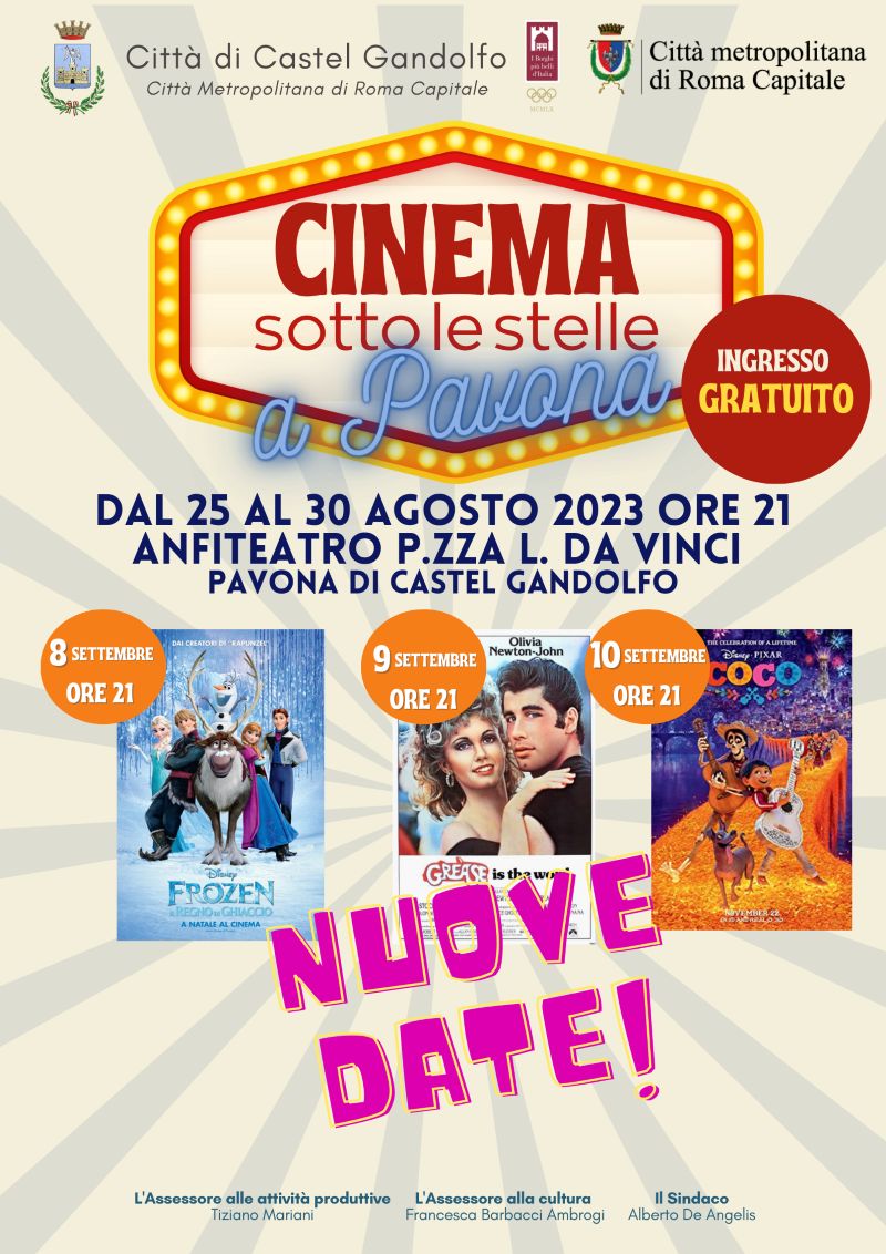 Manifesto Cinema sotto le stelle nuove date